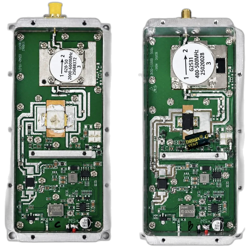 1100–1300 MHz 50 Вт модуль подавления FPV-дронов и GPS-сигналов — генератор помех GaN 50Вт 1100–1300 МГц — ракурс 1